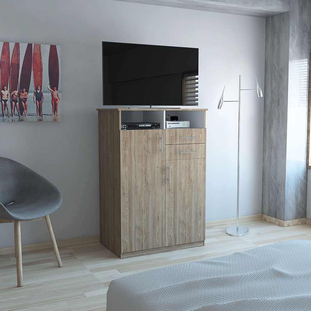 Closet Eco Miel 83x122cm con 2 Cajones con 2 Entrepaños con Espacio para TV - Closets | Bylmo