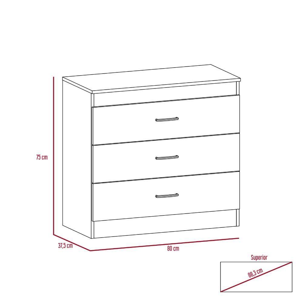 Cómoda Melia Miel y Plomo 80 cm con Tres Cajones - Cajoneras | Bylmo