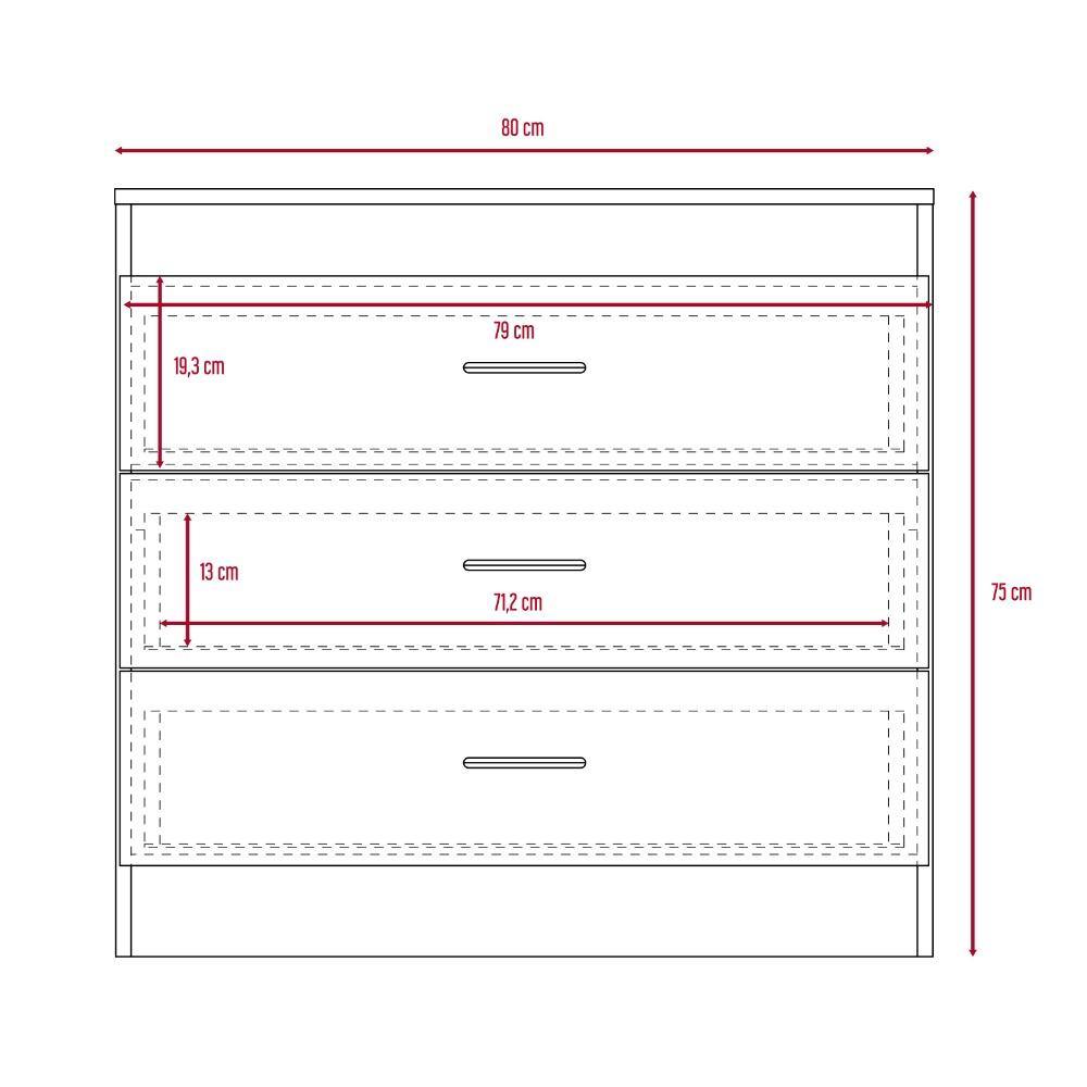 Cómoda Melia Miel y Plomo 80 cm con Tres Cajones - Cajoneras | Bylmo