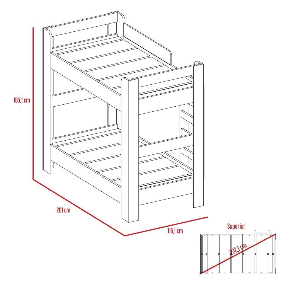 Camarote Palmetto Rovere y Siena 116.1x185.1cm para Colchón Sencillo sin Colchón y sin Cabecero - Camas | Bylmo