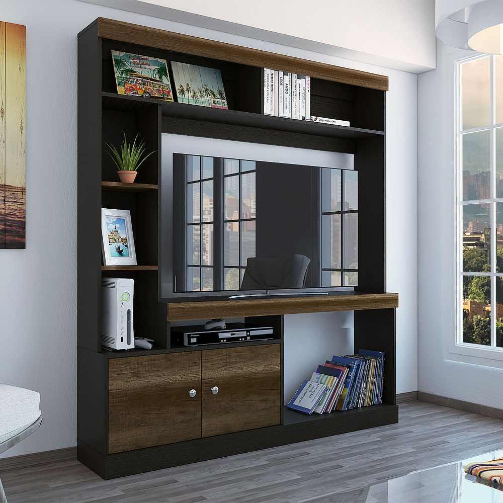 Centro de Entretenimiento Dante Wengue 180x180cm Para TV Hasta 55 Pulgadas con Un Cajón - Muebles para TV | Bylmo