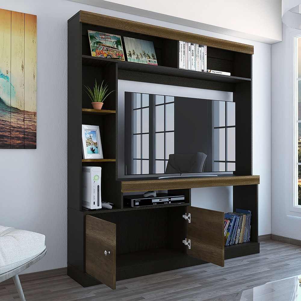 Centro de Entretenimiento Dante Wengue 180x180cm Para TV Hasta 55 Pulgadas con Un Cajón - Muebles para TV | Bylmo