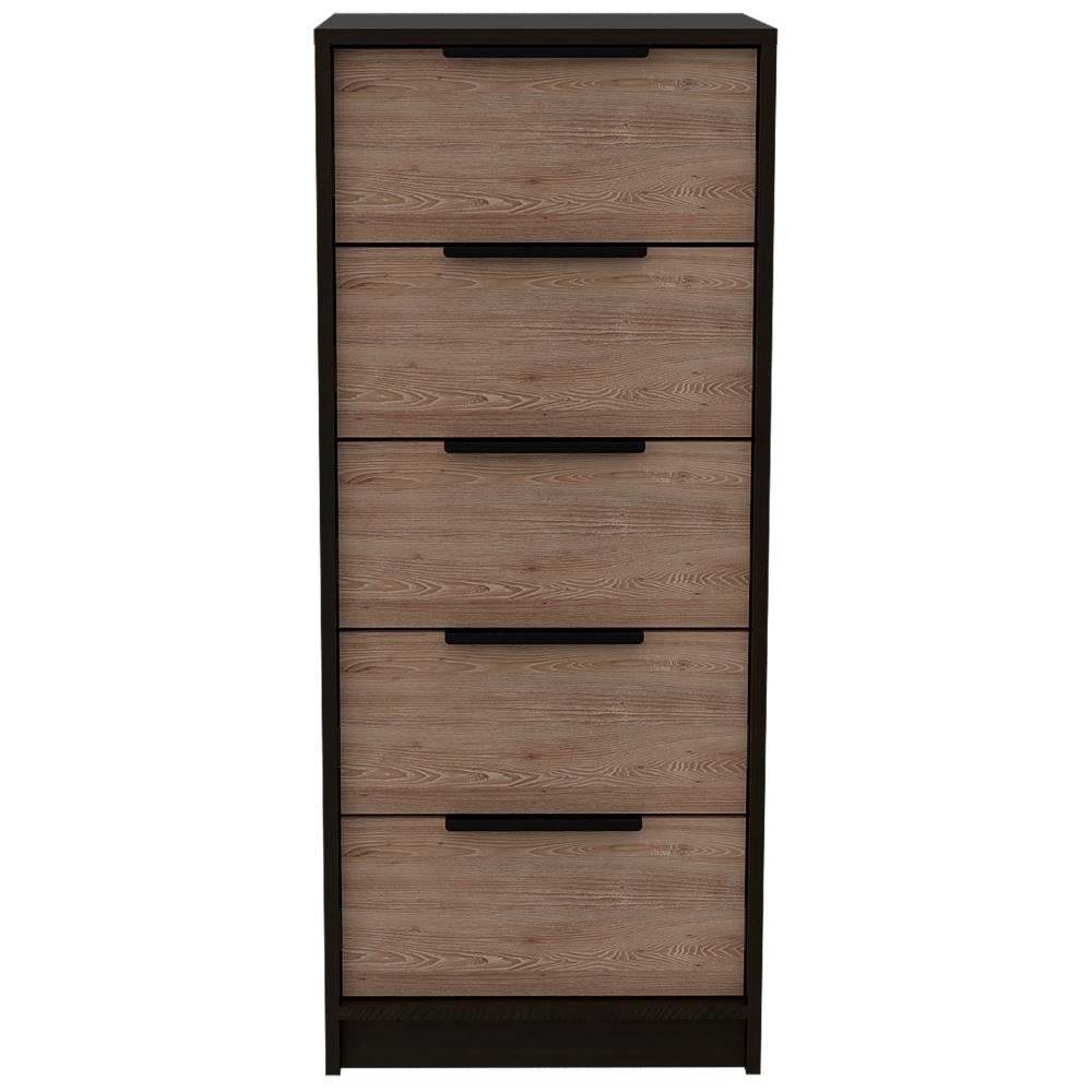 Cómoda Kaia Wengue y Miel 46x107cm De Cinco Hileras con Cinco Cajones - Cajoneras | Bylmo