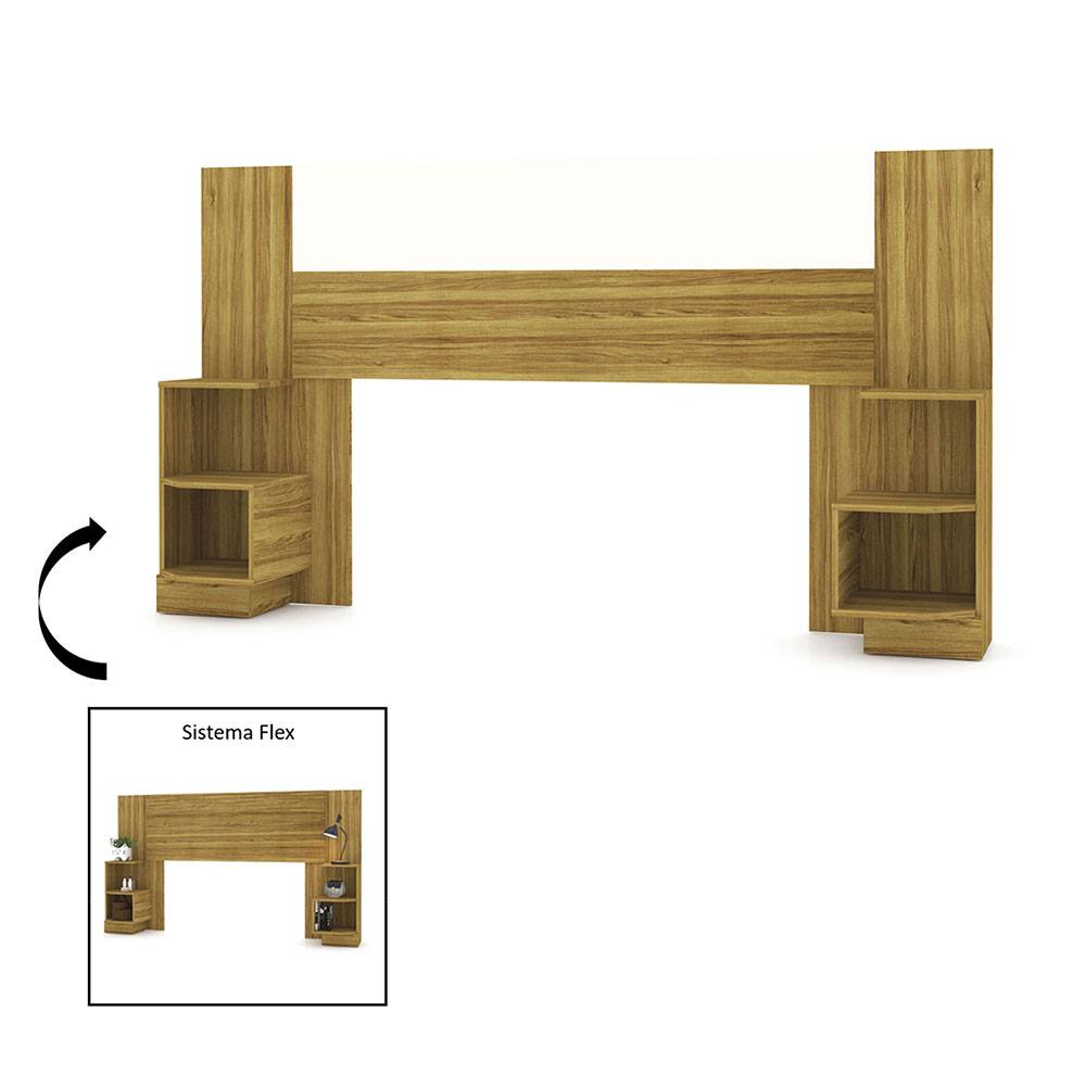 Cabecera Ajustable Seny Doble 140 cm Cafe y Blanco con Mesas de Noche - Camas | Bylmo