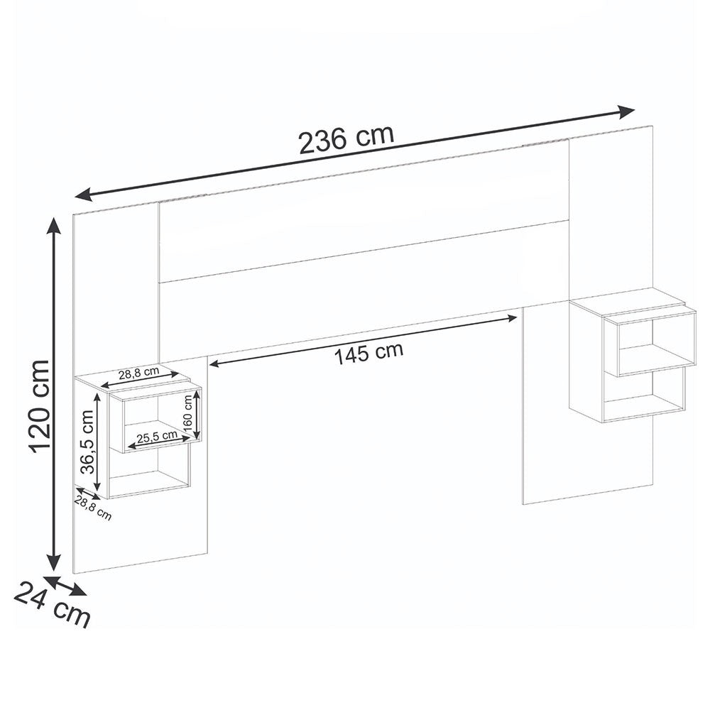 Cabecero Extendible Líbano Sencilla 100 cm a Doble 140 cm Blanco con Salmón con Mesas de Noche - Camas y Cabeceros | Bylmo