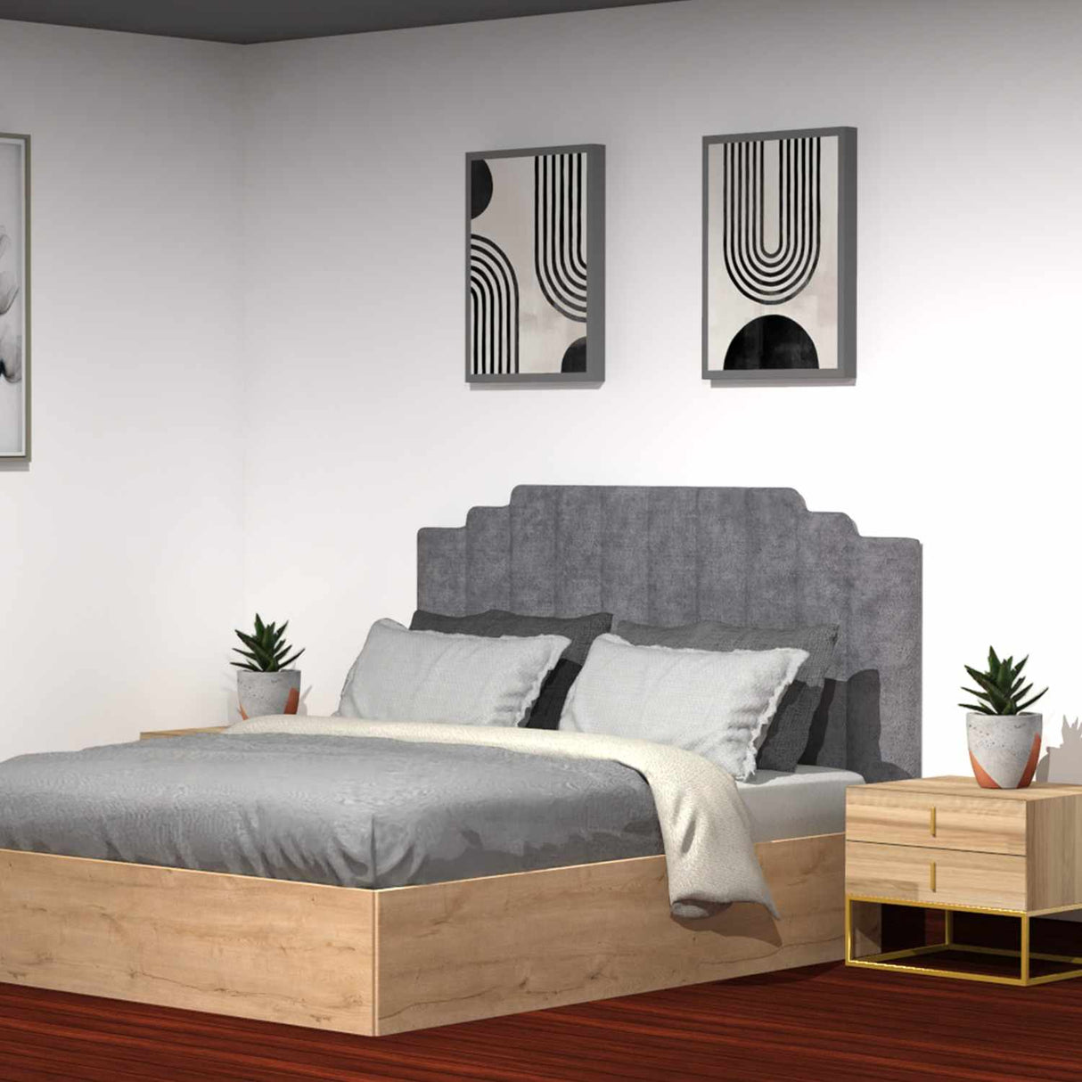 Cabecero Berlín Queen 160 cm Gris Flotante - Camas y Cabeceros | Bylmo