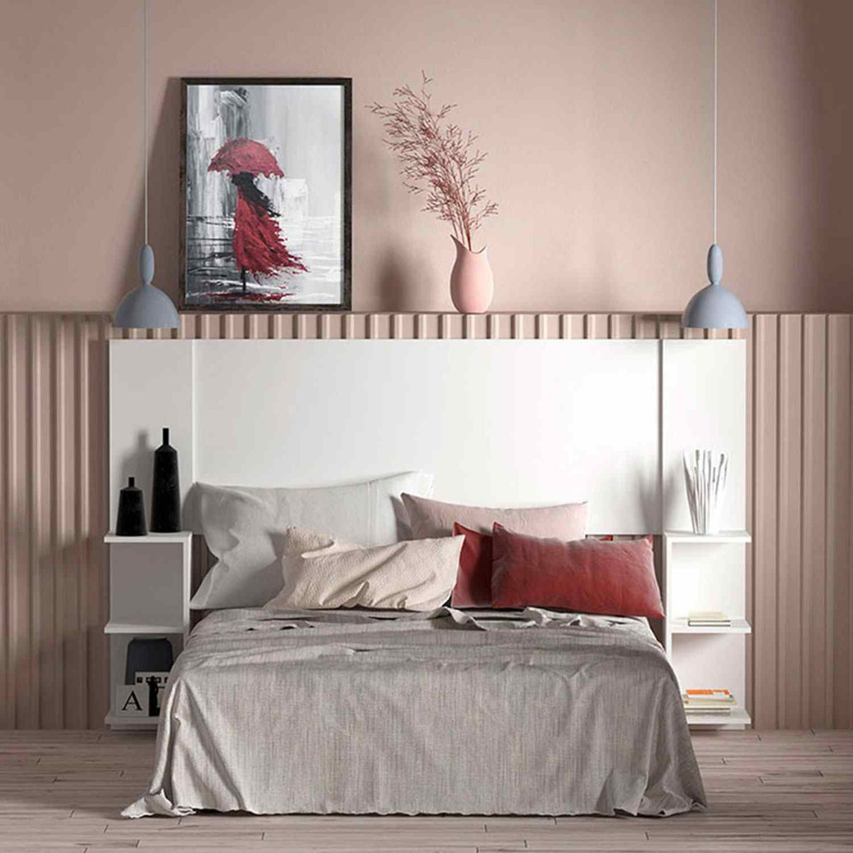 Cabecero Phoenix Blanco 195x121cm Liso para Cama Doble - Camas y Cabeceros | Bylmo