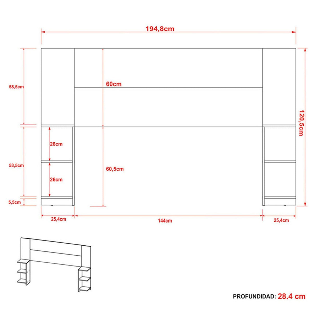 Cabecero Phoenix Blanco 195x121cm Liso para Cama Doble - Camas y Cabeceros | Bylmo