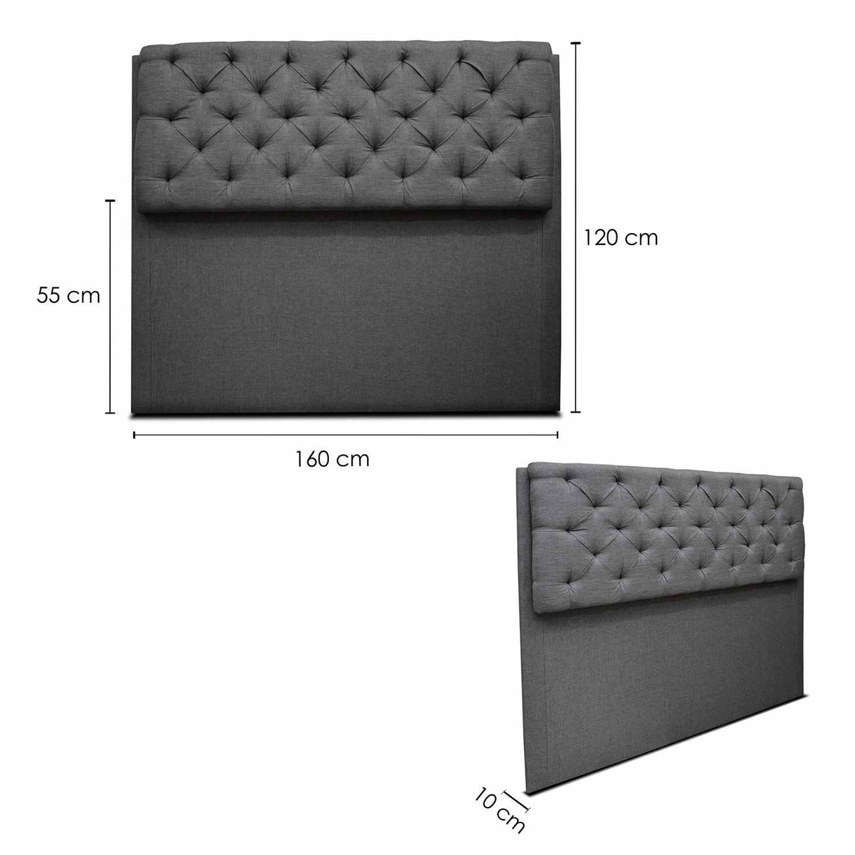 Cabecero Dreamer Queen 160 cm Gris de Piso Tela Resistente - Camas y Cabeceros | Bylmo