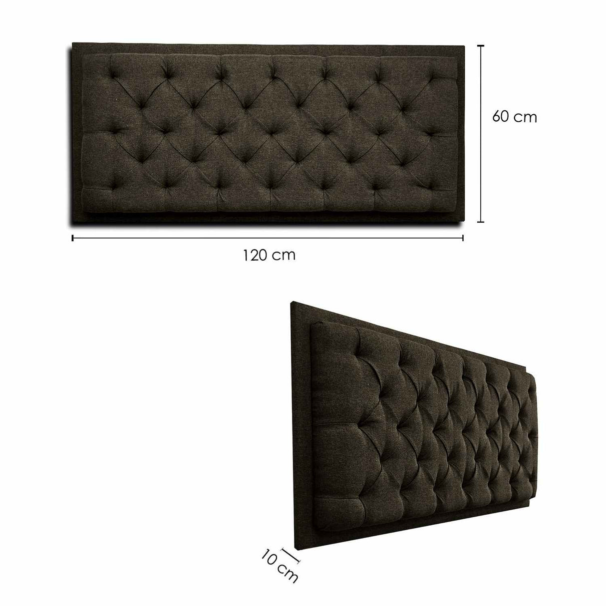 Cabecero Dreamer Café 120x60cm Abullonado para Cama Semidoble - Camas y Cabeceros | Bylmo