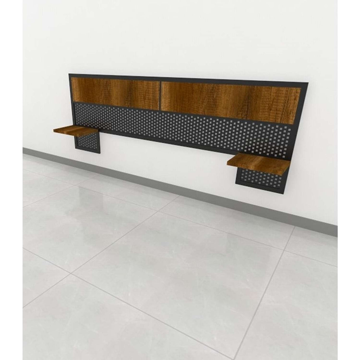 Cabecero Industry Queen 160 cm Caramelo Flotante con Dos Entrepaños - Camas y Cabeceros | Bylmo