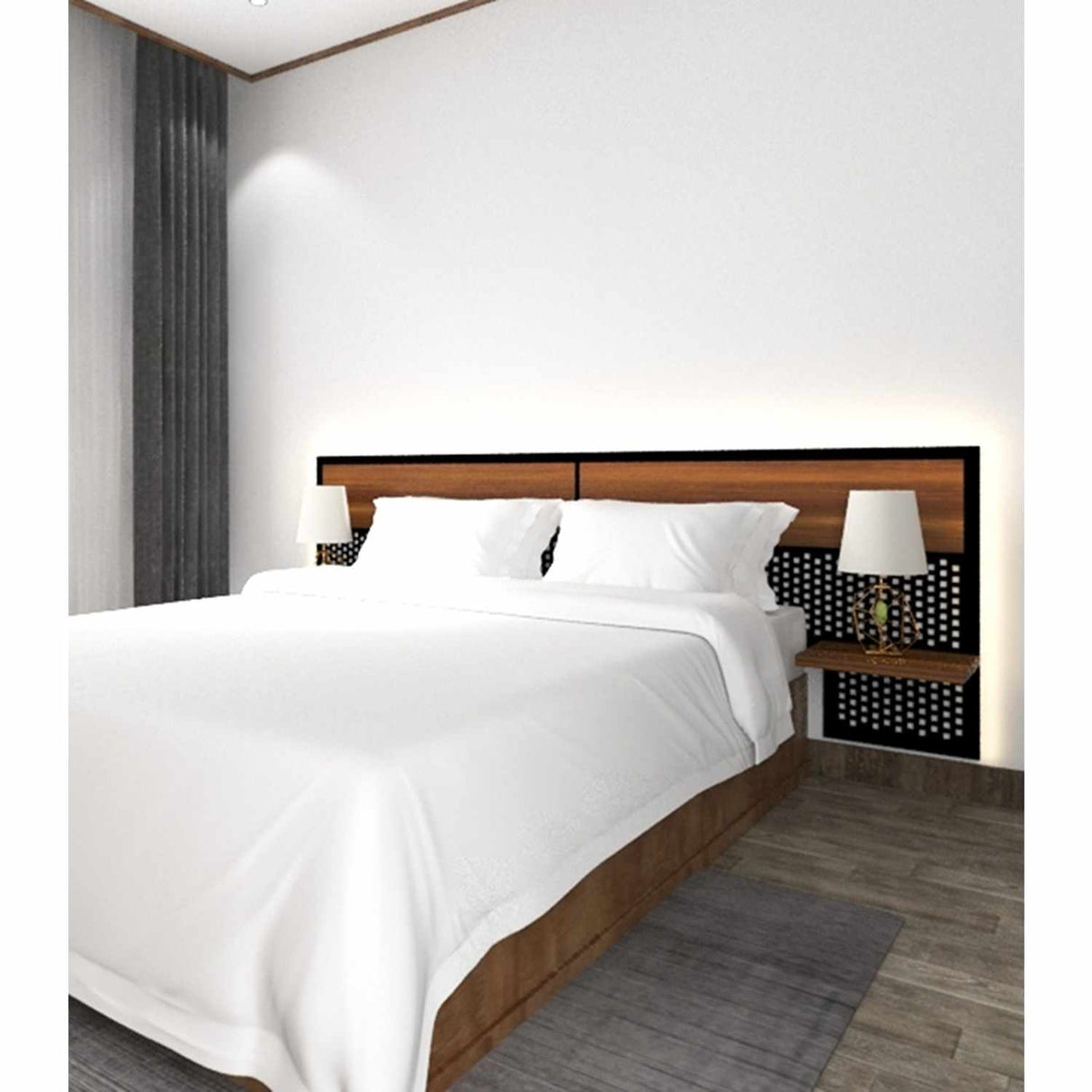 Cabecero Industry Queen 160 cm Caramelo Flotante con Dos Entrepaños - Camas y Cabeceros | Bylmo