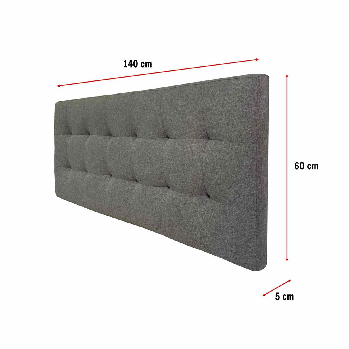 Cabecero Gris 140x60cm Abullonado para Cama Doble - Camas y Cabeceros | Bylmo