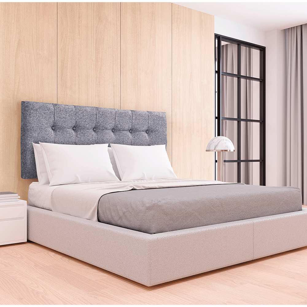 Cabecero Flotante Varena Doble 140 cm Gris Tela Resistente - Camas y Cabeceros | Bylmo