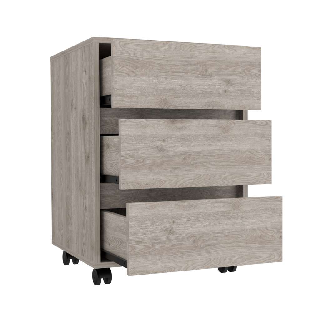 Cajonera Office Ceniza 46 cm con Tres Cajones y Rodachinas - Cajoneras | Bylmo
