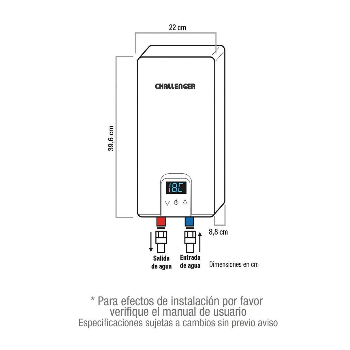 Calentador WHG 22 cm Blanco Eléctrico Bifásico 220 Voltios para 5 a 8 Litros - Electrodomesticos | Bylmo