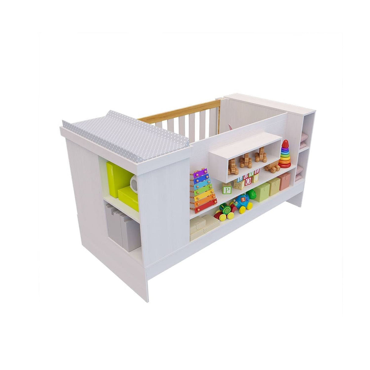 Cama Cuna Crece Contigo Blanco y Duna 94.1x104.5cm para Colchón Infantil 70 X 190 Cm con Cabecero - Camas y Cabeceros | Bylmo