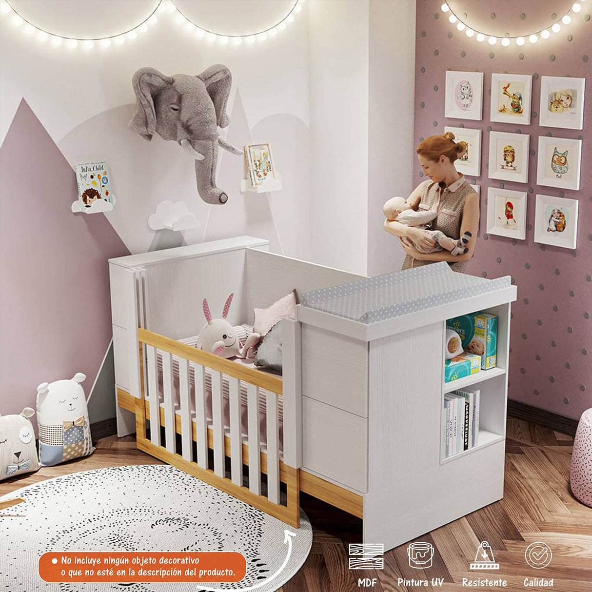 Cama Cuna Crece Contigo Blanco y Duna 94.1x104.5cm para Colchón Infantil 70 X 190 Cm con Cabecero - Camas y Cabeceros | Bylmo