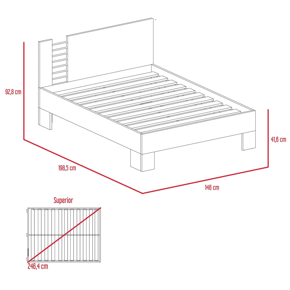 Combo Habitación Tivoli Wengue Cama Doble 140 cm + 2 Mesas de Noche + Rack de Tv - Camas | Bylmo