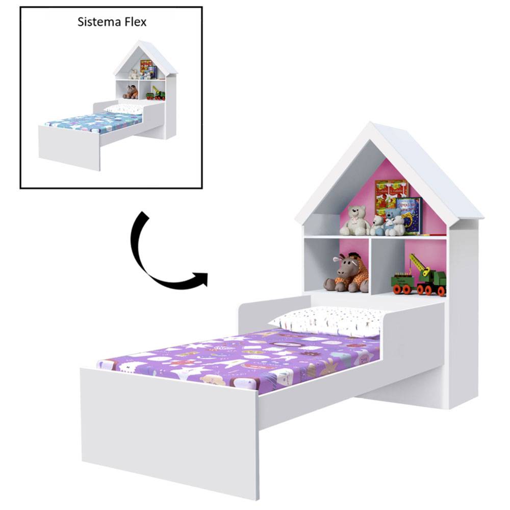 Cama Ariel Blanco y Rosado Flex 108x160cm para Colchón Sencillo 90 X 190 Cm con Cabecero - Camas | Bylmo