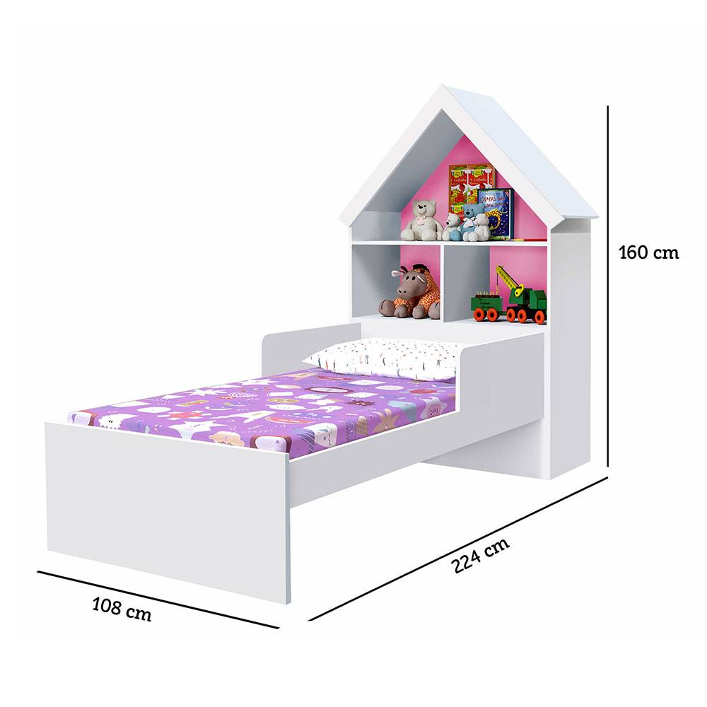 Cama Ariel Blanco y Rosado Flex 108x160cm para Colchón Sencillo 90 X 190 Cm con Cabecero - Camas | Bylmo