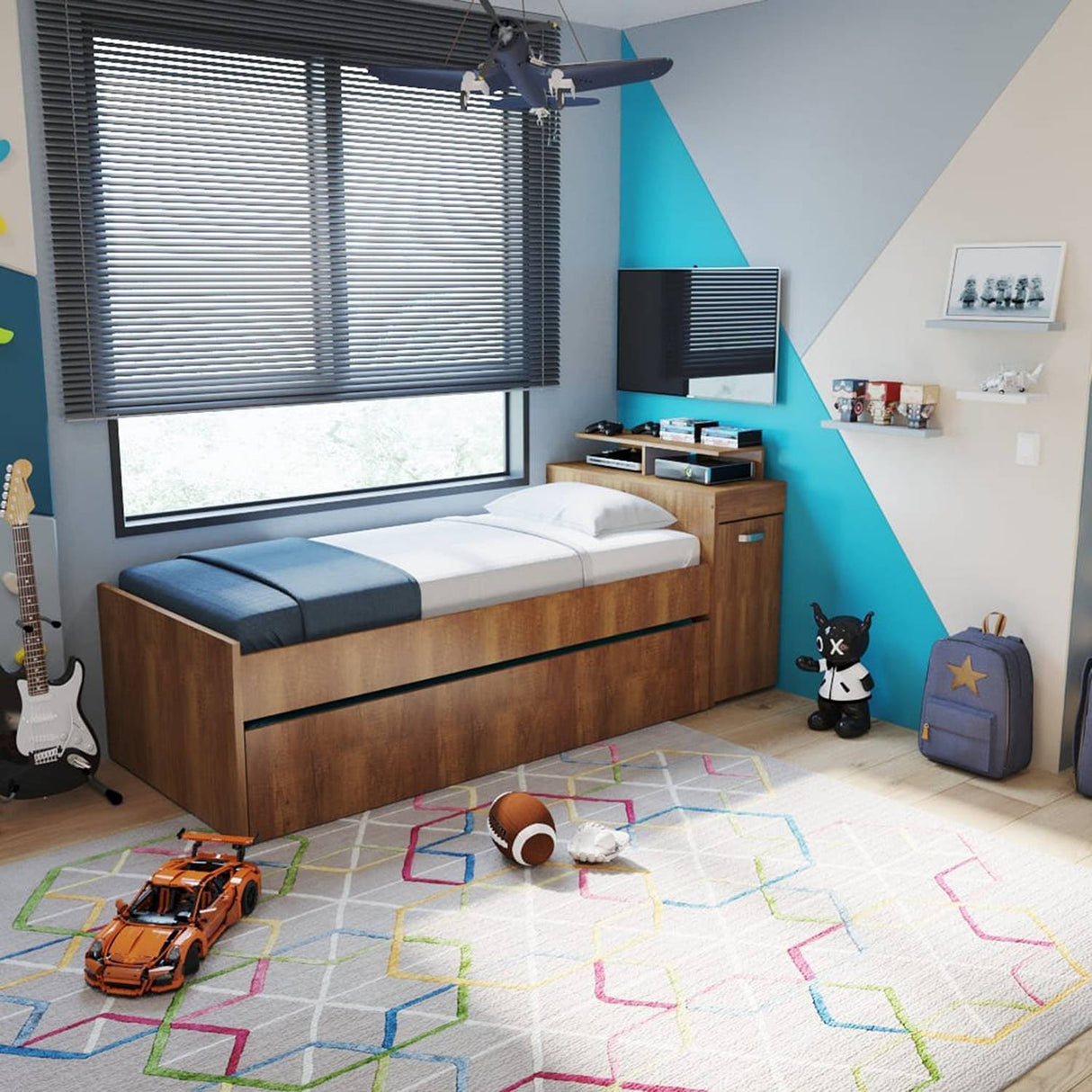 Cama Tarima Marriol Caramelo 97x96.5cm para Colchón Sencillo 90 X 190 Cm con Cabecero - Camas y Cabeceros | Bylmo