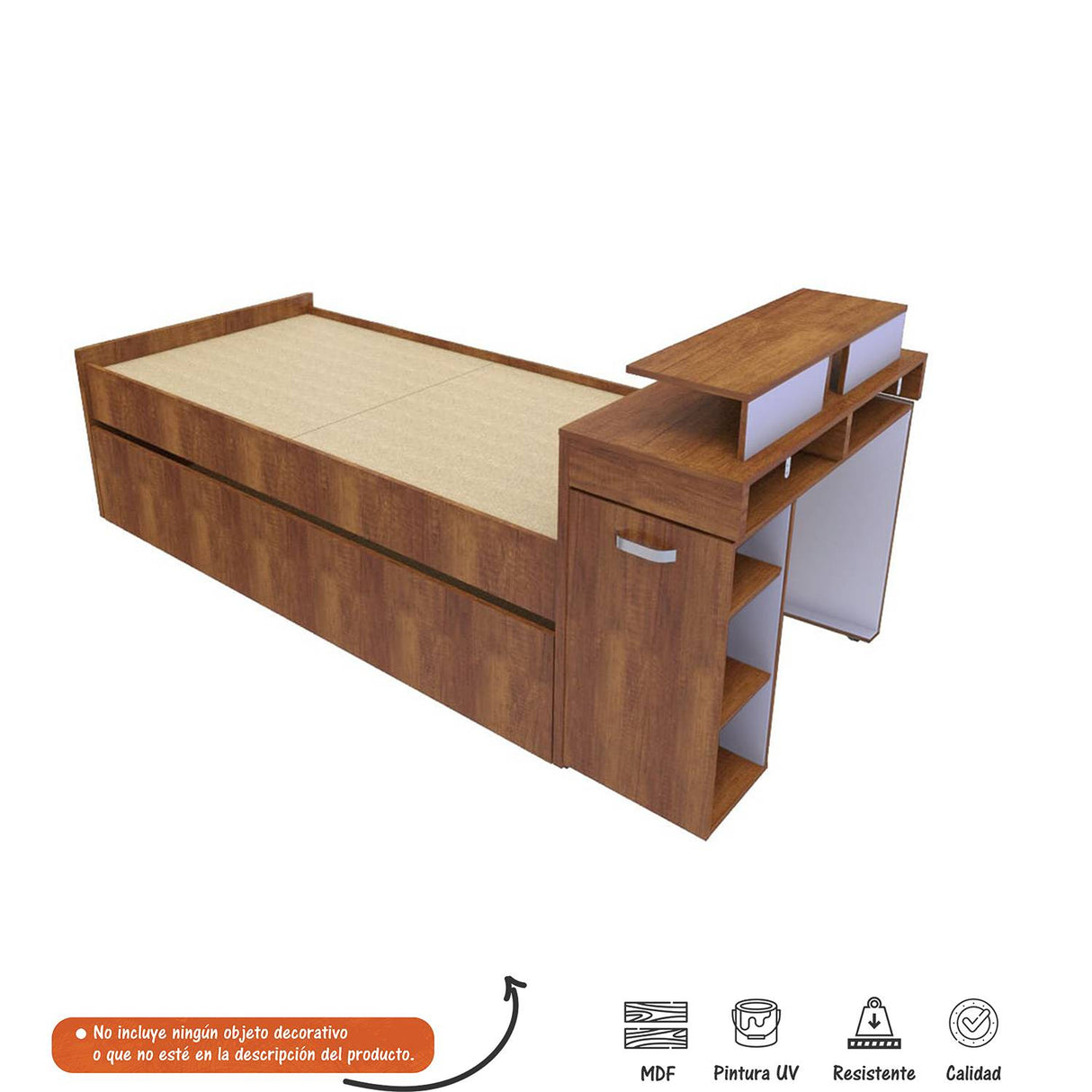 Cama Tarima Marriol Caramelo 97x96.5cm para Colchón Sencillo 90 X 190 Cm con Cabecero - Camas y Cabeceros | Bylmo