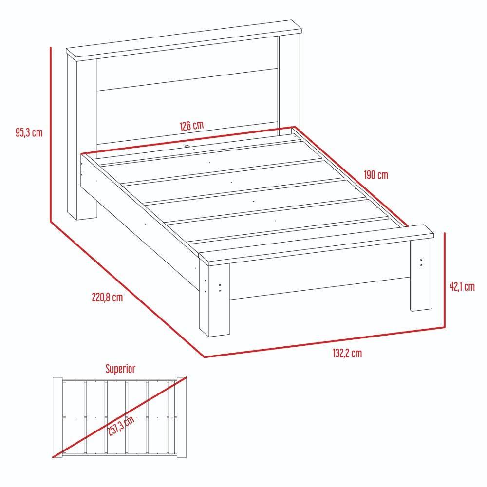 Cama Nápoles Semidoble 120 cm Wengue - Camas | Bylmo