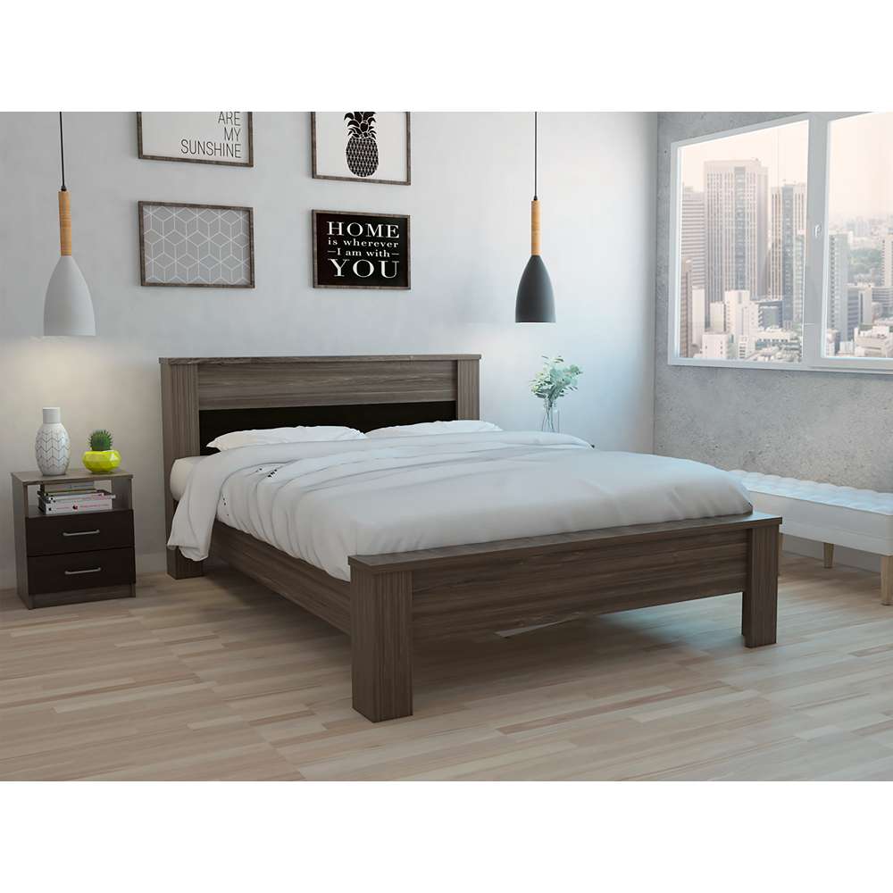 Cama Nápoles Doble 140 cm Coñac y Wengue - Camas | Bylmo