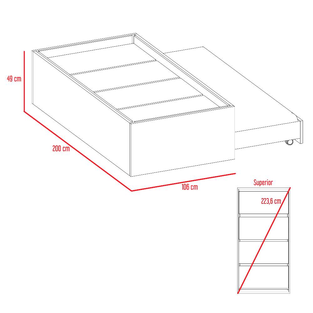 Cama Tarima Florencia Caramelo 200x49cm para Colchón Sencillo 100 X 190 Cm - Camas | Bylmo
