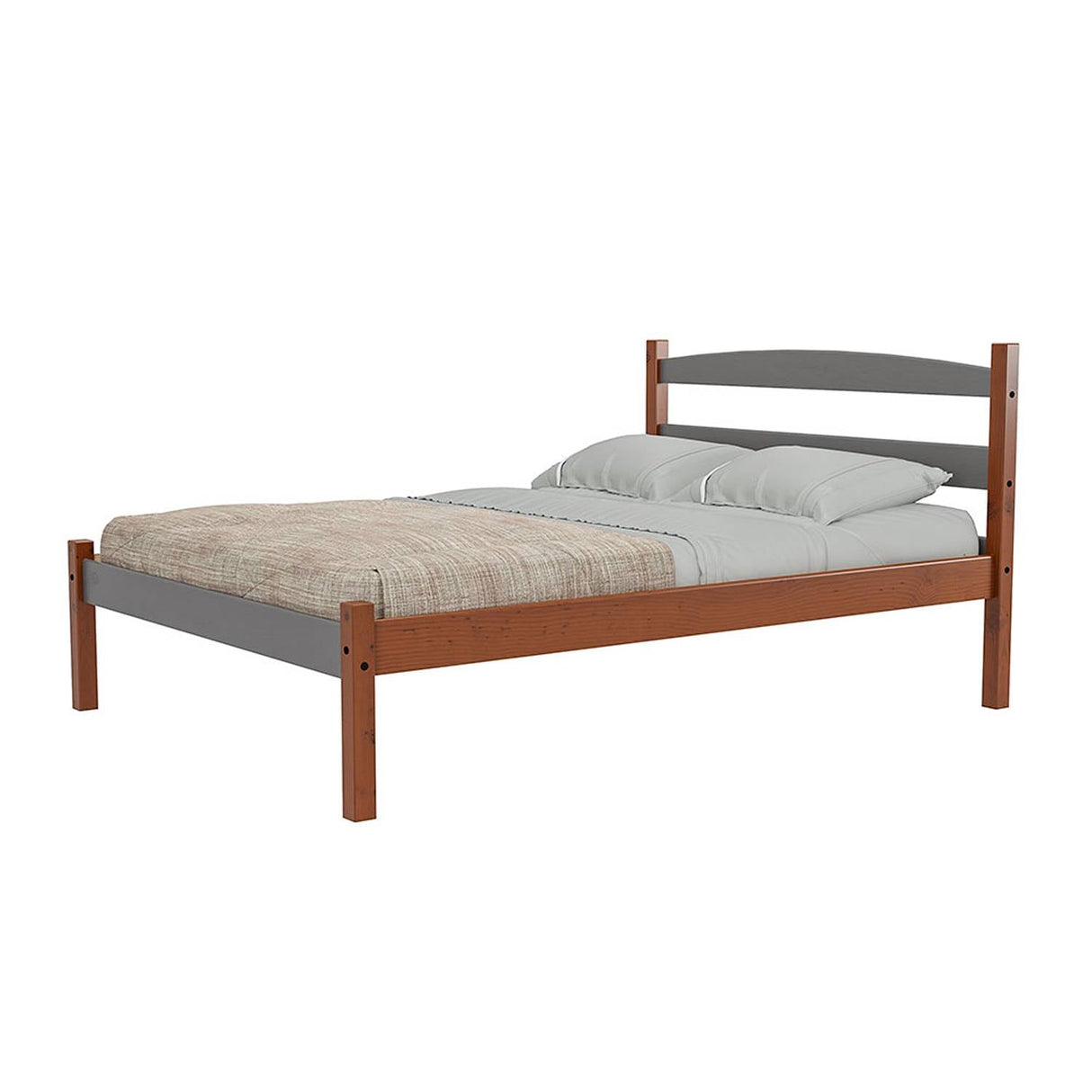 Cama Delta Acacia y Gris 147x96cm para Colchón Doble 140 X 190 Cm con Cabecero - Camas y Cabeceros | Bylmo