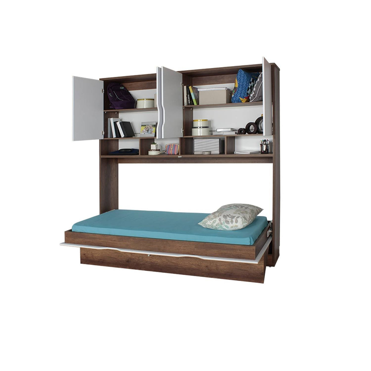 Cama Abatible Caramelo y Blanco 209x211cm para Colchón Sencillo 100 X 190 Cm Multifuncional - Camas y Cabeceros | Bylmo