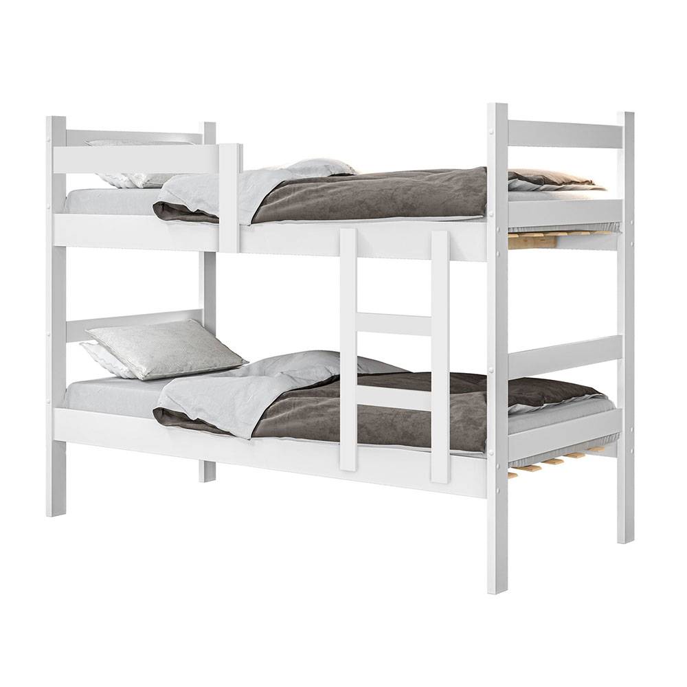 Camarote Erick Sencilla 90 cm Blanco Dos Niveles Multifuncional - Camas | Bylmo