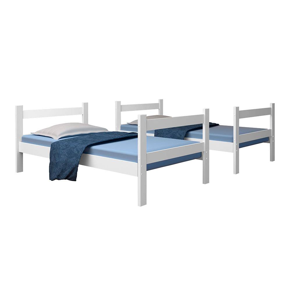 Camarote Erick Sencilla 90 cm Blanco Dos Niveles Multifuncional - Camas | Bylmo