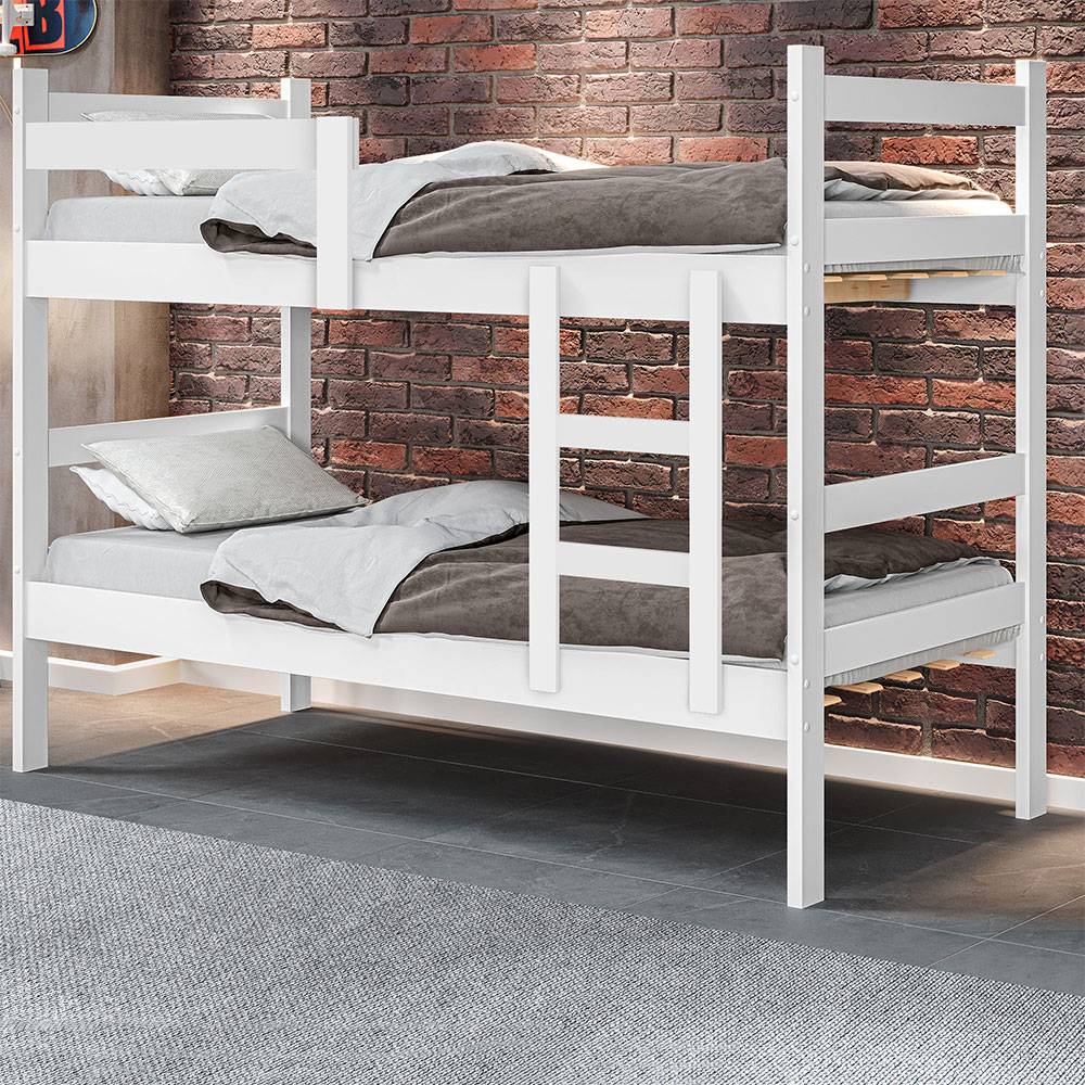 Camarote Erick Sencilla 90 cm Blanco Dos Niveles Multifuncional - Camas | Bylmo