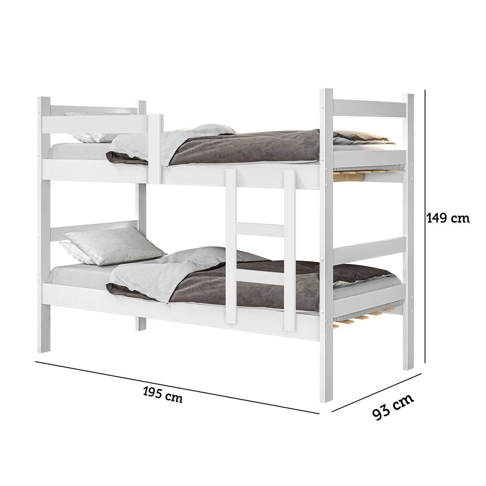 Camarote Erick Sencilla 90 cm Blanco Dos Niveles Multifuncional - Camas | Bylmo