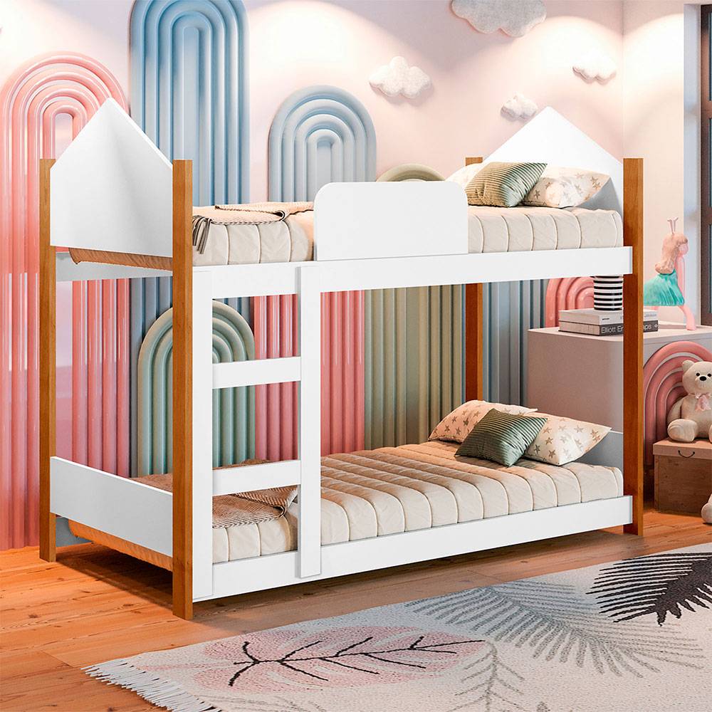 Camarote Sebastián Blanco y Almendra 97x118cm para Colchón Sencillo 90 X 190 Cm - Camas | Bylmo