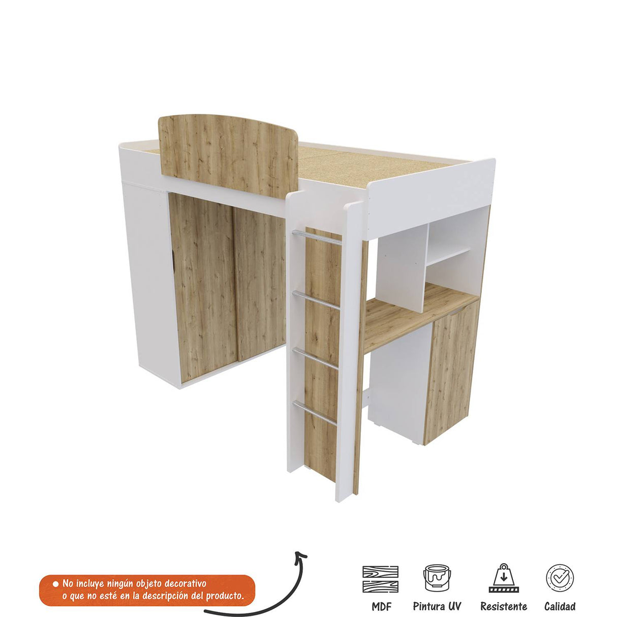 Camarote Multifuncional Con Closet Repisa Y Escritorio Extensible - Duna - Camas y Cabeceros | Bylmo