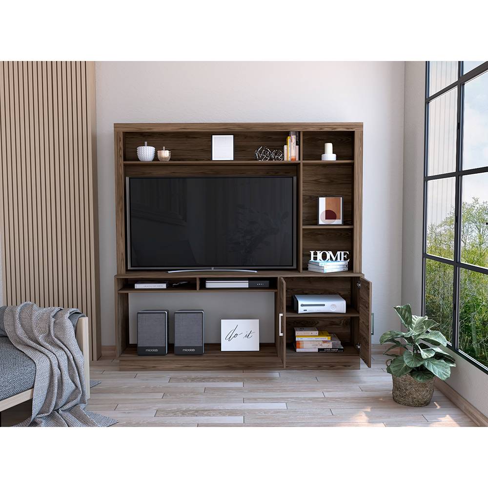 Centro de Entretenimiento Cantabria Coñac 180x180cm Para TV Hasta 55 Pulgadas con Un Cajón - Muebles para TV | Bylmo