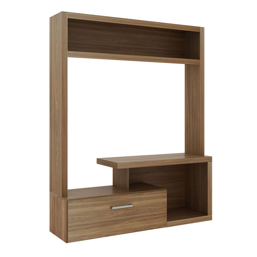 Centro de Entretenimiento Lugo Teca 139x167.3cm Para TV Hasta 50 Pulgadas con Un Cajón - Muebles para TV | Bylmo