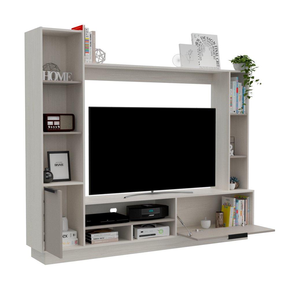 Centro de Entretenimiento Marsella Niebla y Taupe 202 cm con Dos Puertas - Muebles para TV | Bylmo