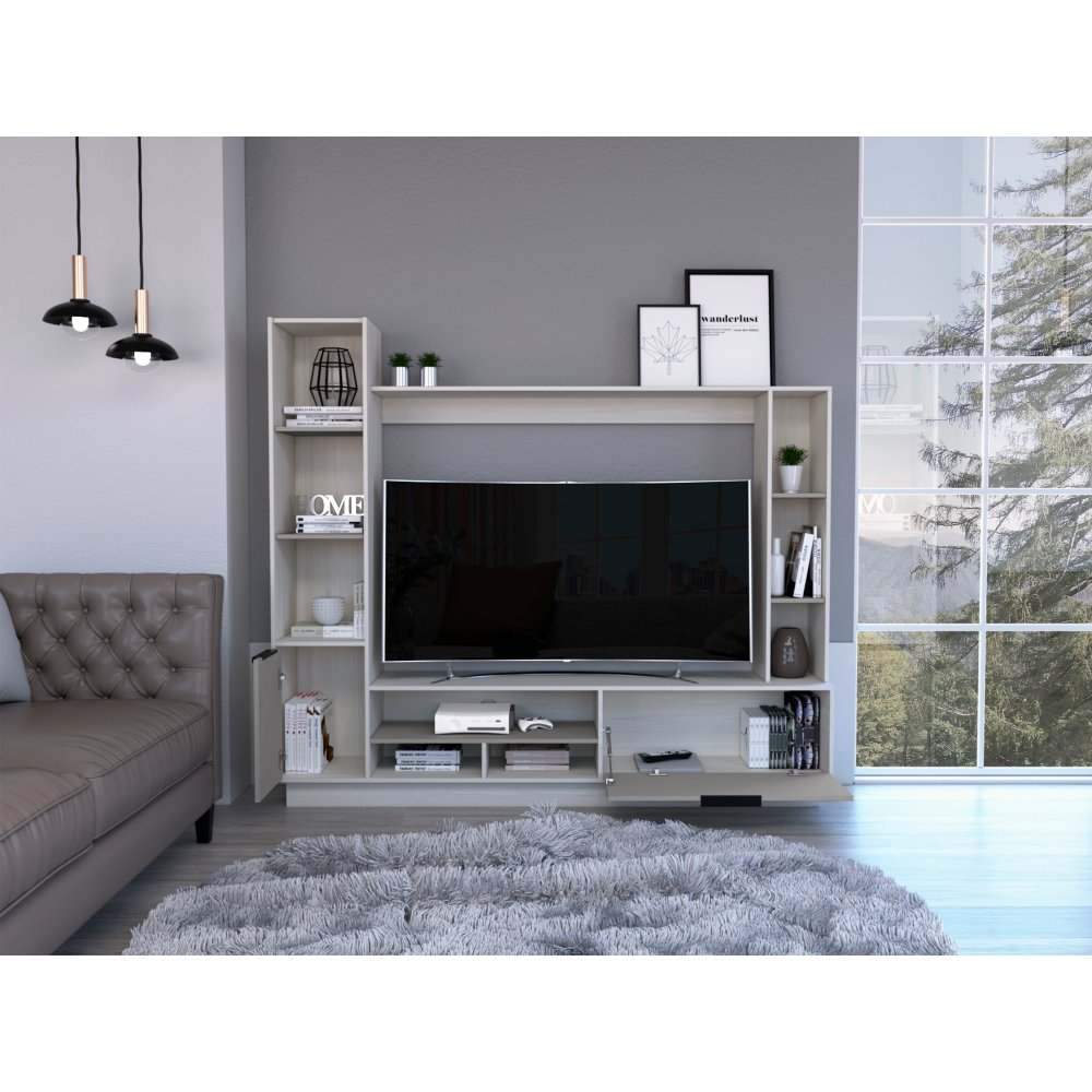 Centro de Entretenimiento Marsella Niebla y Taupe 202 cm con Dos Puertas - Muebles para TV | Bylmo