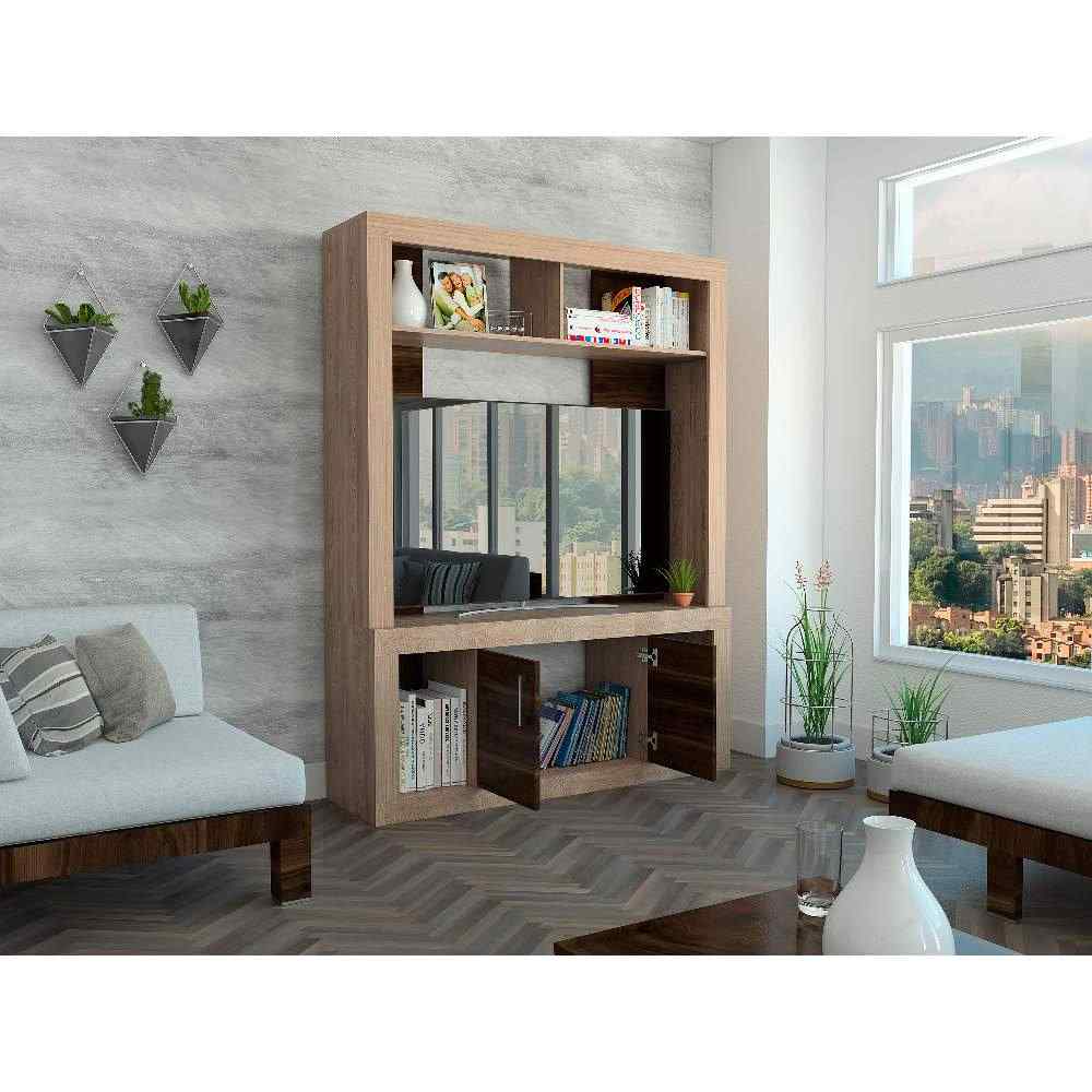 Centro de Entretenimiento Alicia Miel y Habano 140 cm con Dos Puertas - Muebles para TV | Bylmo