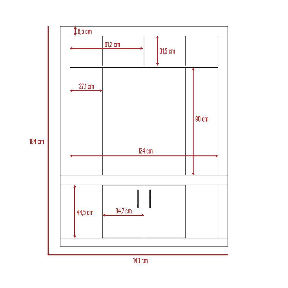 Centro de Entretenimiento Alicia Miel y Habano 140 cm con Dos Puertas - Muebles para TV | Bylmo
