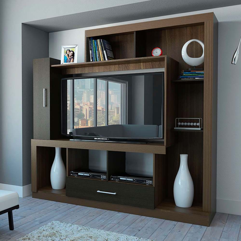 Centro de Entretenimiento Alves Amareto y Wengue 175 cm con Una Puerta y Un Cajón - Muebles para TV | Bylmo