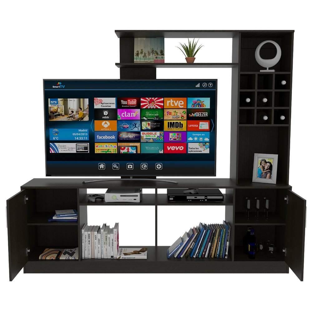 Centro de Entretenimiento Kava Wengue 200 cm con Dos Puertas - Muebles para TV | Bylmo