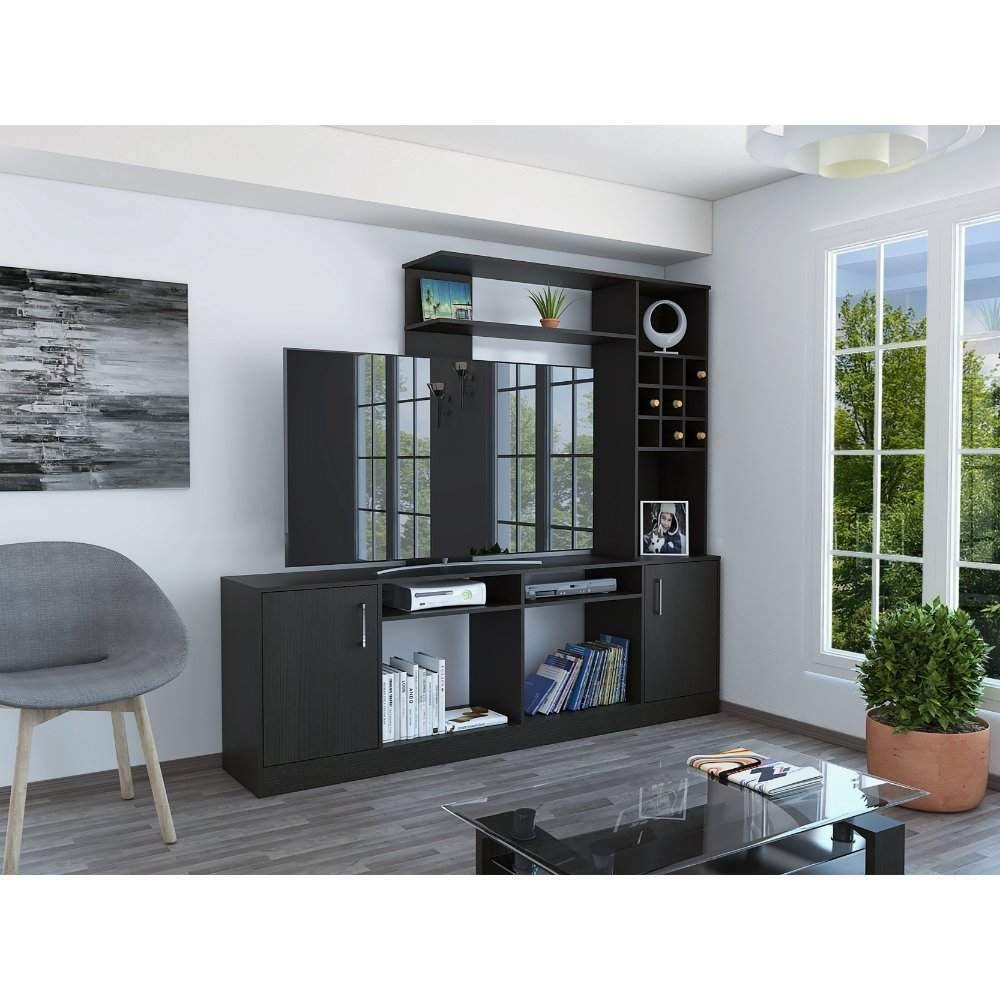 Centro de Entretenimiento Kava Wengue 200 cm con Dos Puertas - Muebles para TV | Bylmo