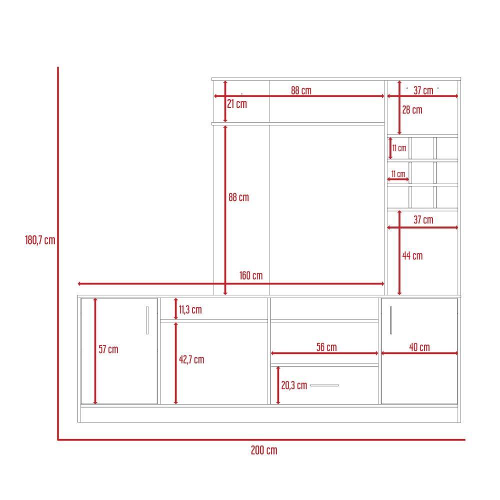 Centro de Entretenimiento Kava Wengue 200 cm con Dos Puertas - Muebles para TV | Bylmo