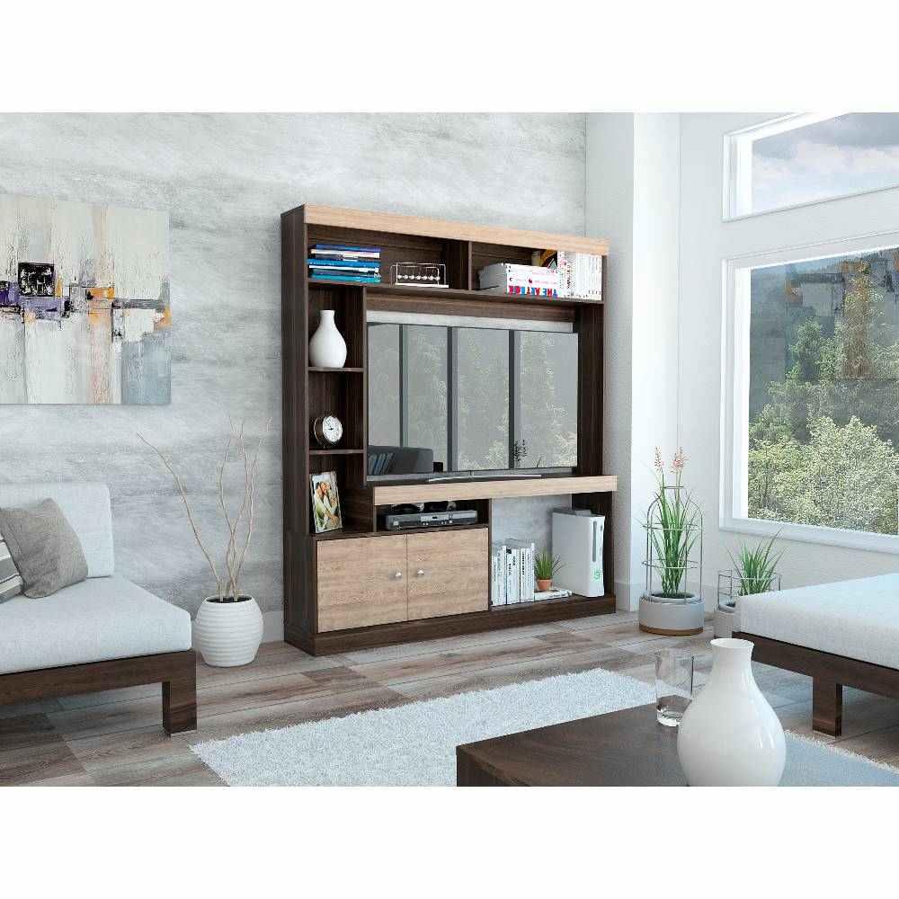 Centro de Entretenimiento Dante Habano y Miel 180 cm con Dos Puertas - Muebles para TV | Bylmo