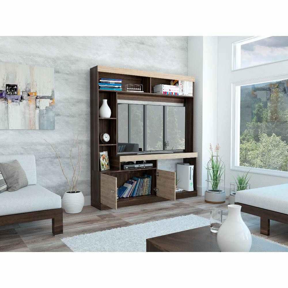 Centro de Entretenimiento Dante Habano y Miel 180 cm con Dos Puertas - Muebles para TV | Bylmo